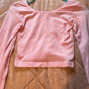 Fashion Nova NWT Don’t Stop Me Top Size S/M Pink Crop Top Longsleeve